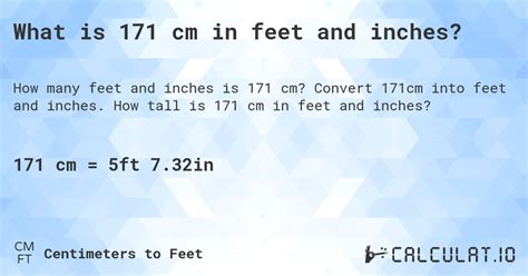 171cm to feet|Convert 171 centimeters to feet and inches